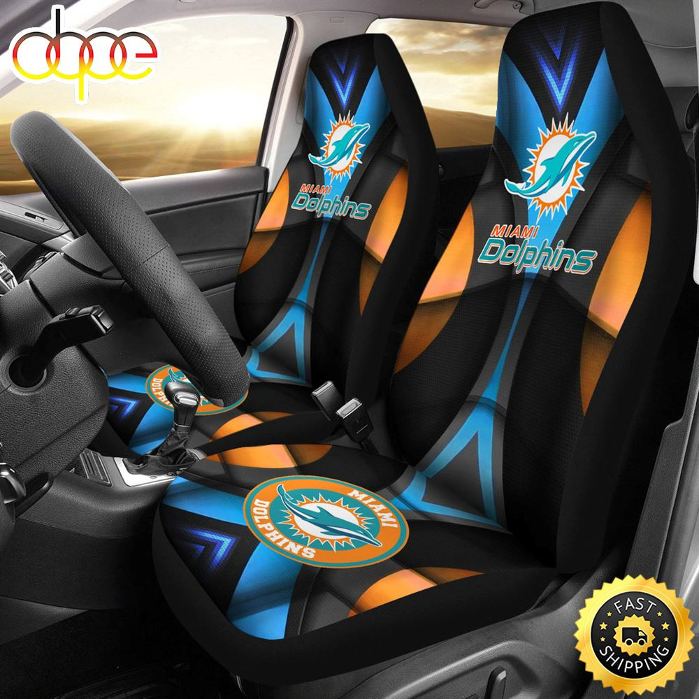 Miami Dolphins American Football Club Skull Customized Car Seat Cover Set For Fans CSC7594