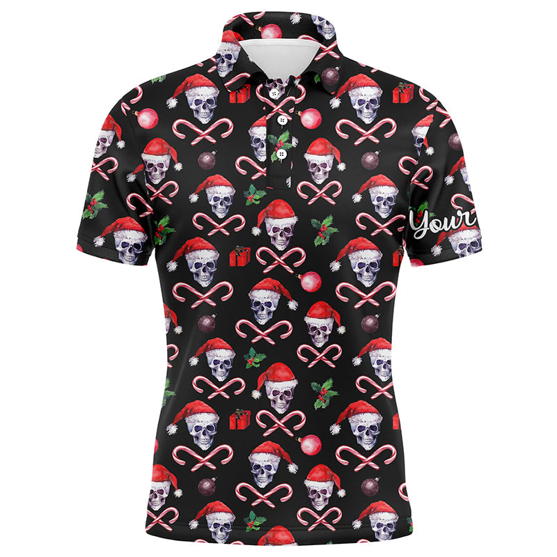 Men Golf Polo Upf Shirts Funny Black Christmas Skull Pattern Custom Team Golf Polo Shirts Nqs4408 Donuink Store
