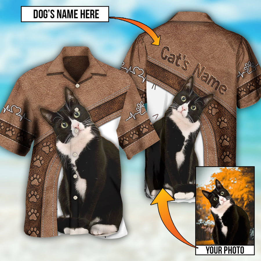 Black Cat Is My Best Friend Custom Photo – Hawaiian Shirt, Idea Gift For Cat Lover Hawaiian Photo Shirt