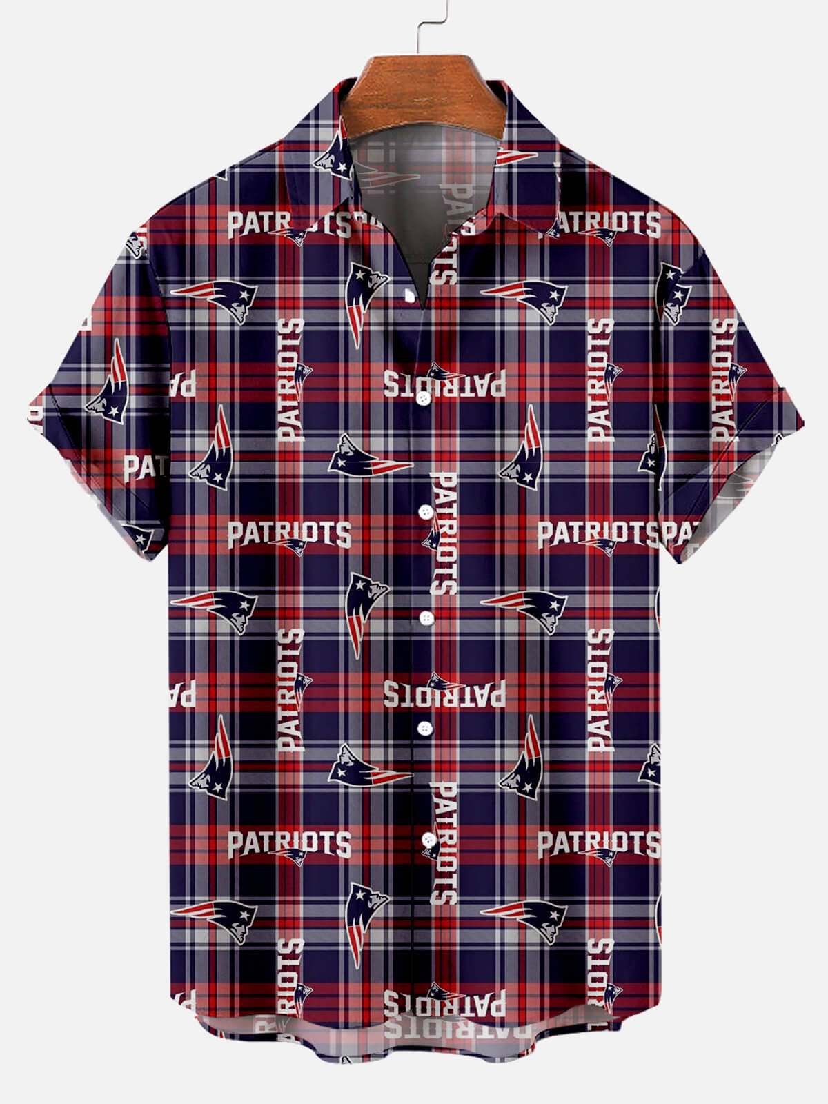 Tshirtcustom - Graphic Tee - New England Patriots Nfl American Football Plaid Men'S Short Sleeve Shirt
