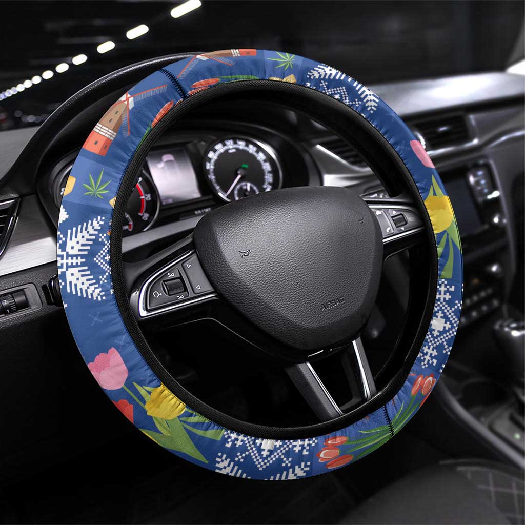 Netherlands Christmas Steering Wheel Cover Windmills With Tulip Flowers Lt18 X Halloween Collection From Snorider