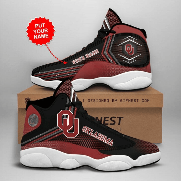 Oklahoma Sooners Custom Name Crimson Black Air Jordan 13 Shoes JD13 V612