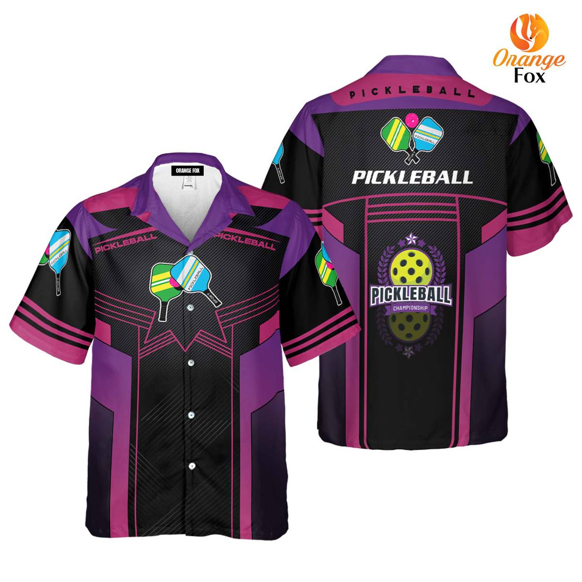 Pickleball Black And Purple Pickleball Paddles Hawaiian Shirt Trendy Fashion