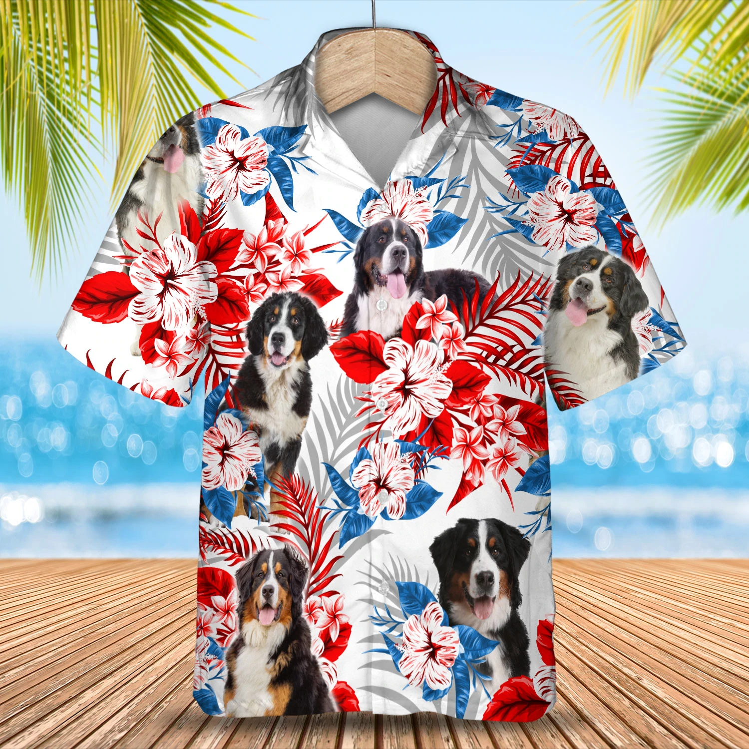 Bernese Mountain Hawaiian Shirt, Summer Aloha Shirt, Men Hawaiian Shirt, Women Hawaiian Shirt