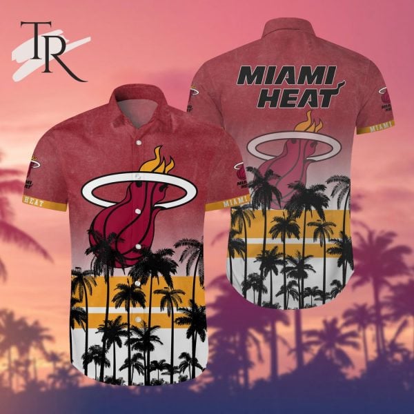 Nba Miami Heat Tropical Palm Trees Pattern Team Logo 3D Hawaiian Shirt