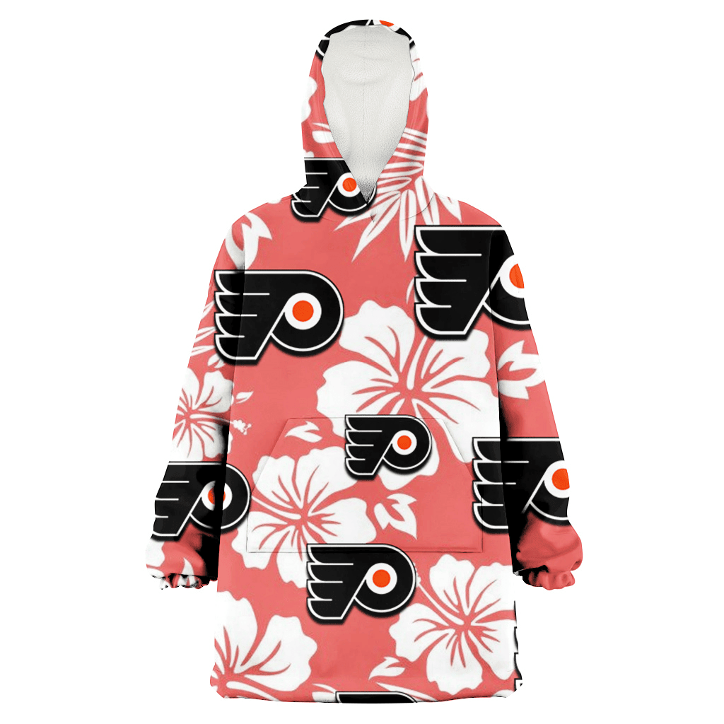 Philadelphia Flyers White Hibiscus Salmon Background 3D Printed Hoodie Blanket Snug Hoodie