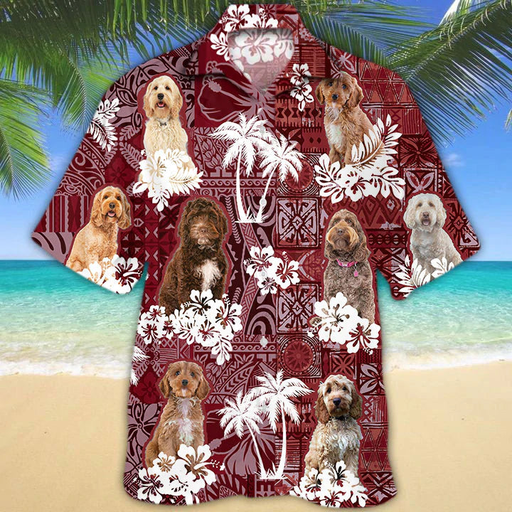 Cockapoo Red Hawaiian Shirt, Gift For Dog Lover Shirts, Animal Summer Shirts, Hawaiian Shirt Men