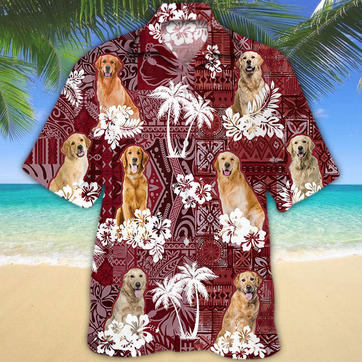 Golden Retriever Hawaiian Shirt, Dog Hawaiian Shirt Short Sleeve