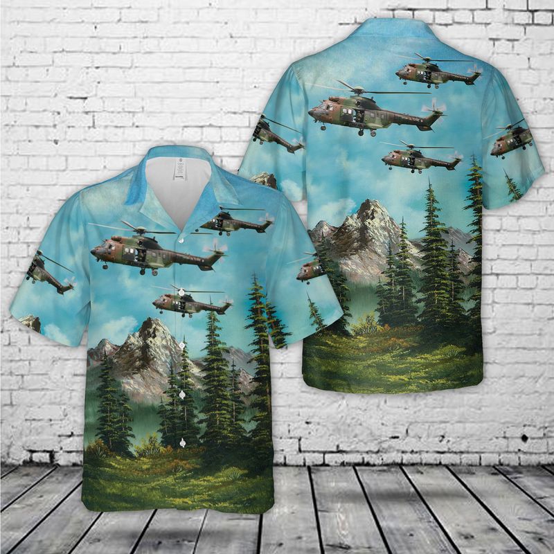 French Army Aerospatiale As-532Ul Cougar Hawaiian Shirt