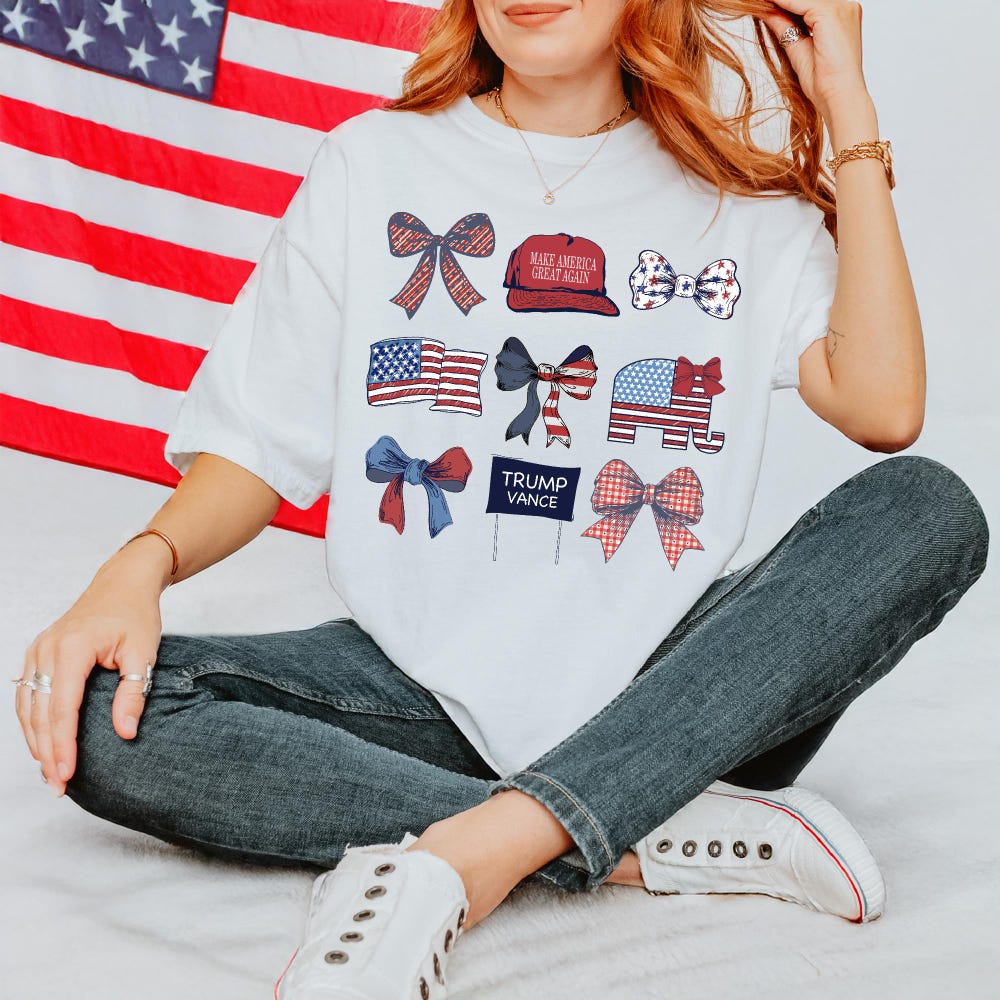 Trump 2024 Coquette Bow Comfort Colors Shirt, Red Cap Sweatshirt, Republican Tee, Trump Maga Shirt, Trump Elephant Shirt, Election 2024 Teeedge Teecowboy