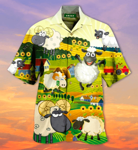 Funny Sheeps In Happy Farm Hawaiian …