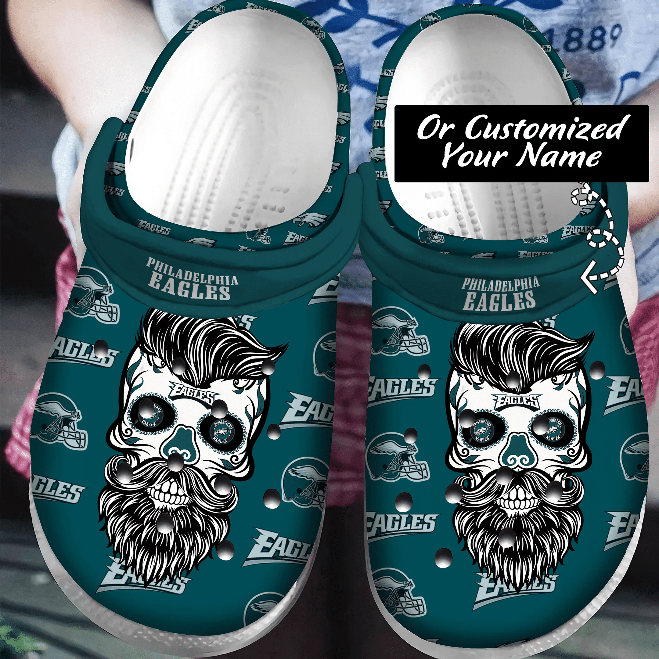 Philadelphia Eagles Skull & Crossbones Crocss Clog Comfortable Shoes Ver723