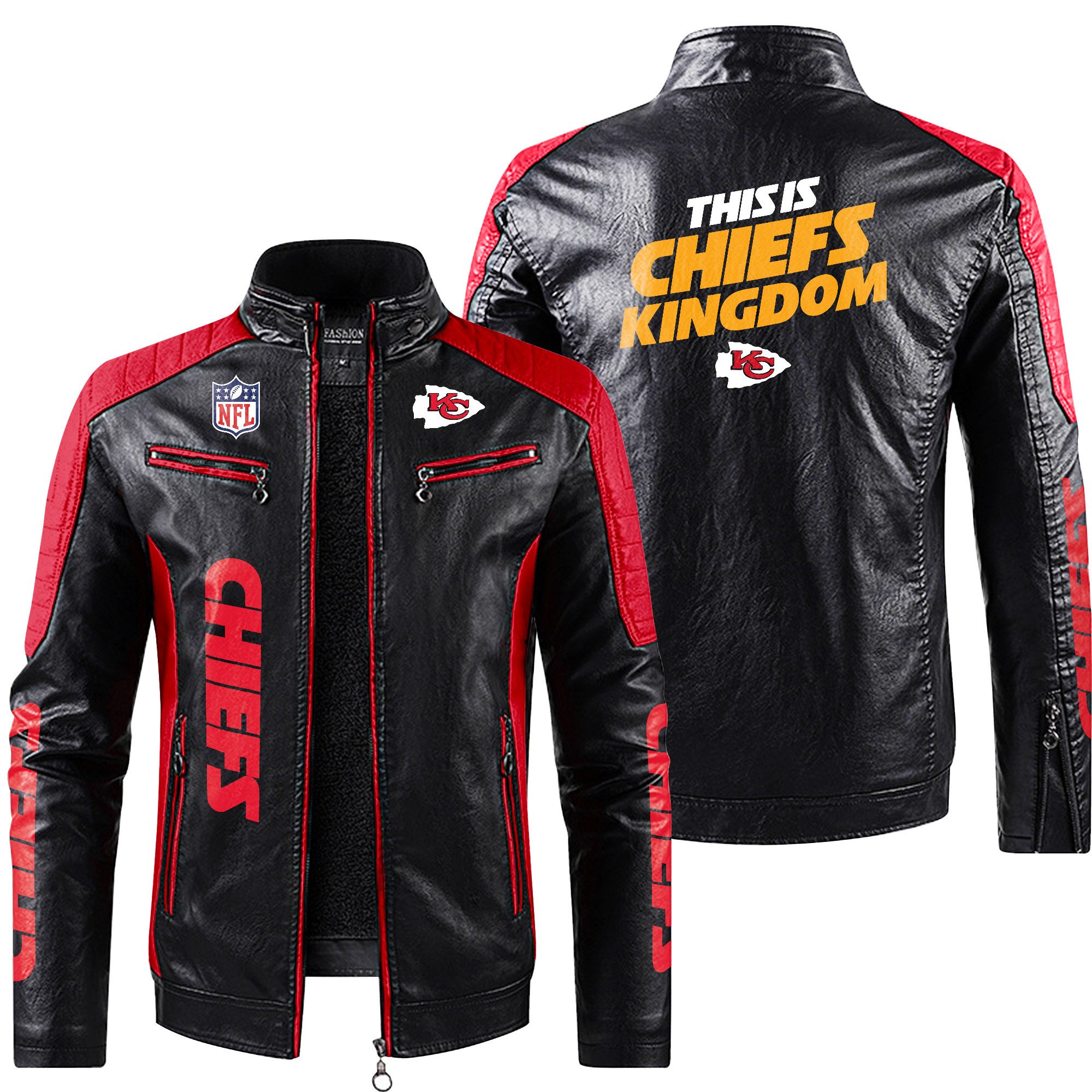 Kansas City Chiefs NFL This Is Chiefs Kingdom Block Leather Jacket