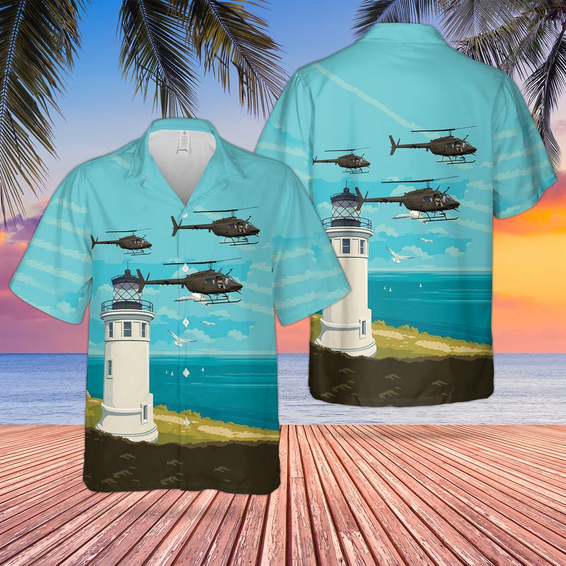 Us Army Bell Oh-58A Kiowa Hawaiian Shirt