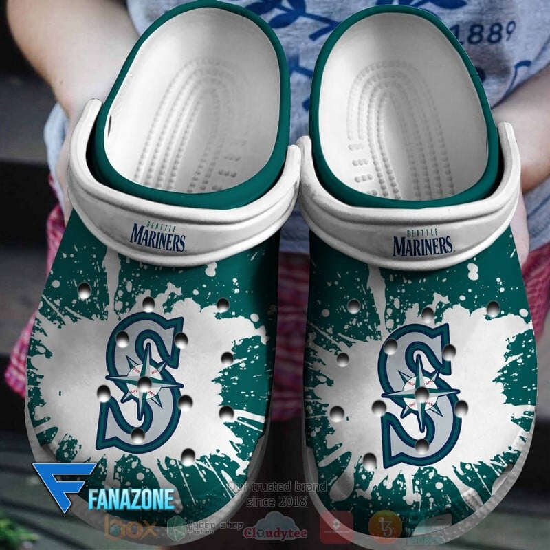 Seattle Mariners Logo Baseball MLB White Sander Blue Crocss Classic Clogs Shoes Ver112