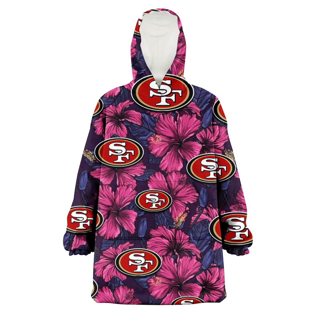 San Francisco 49ers Violet Red Blue Leaf Black Background 3D Printed Hoodie Blanket Snug Hoodie