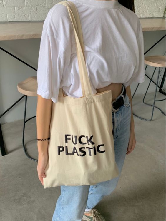 F*ck Plastic Tote Bag N095, Canvas Tote Bags, Tote Bag Design, Tote Bag Idea