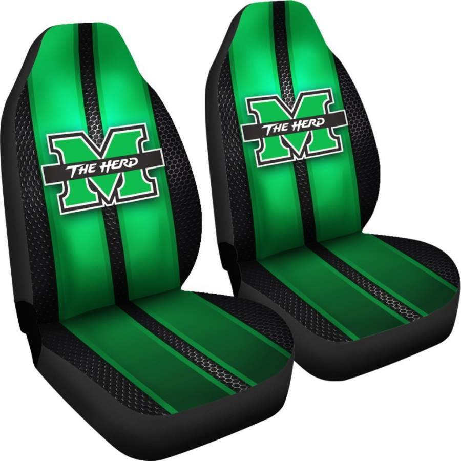 Incredible Line Pattern Marshall Thundering Herd Logo Car Seat Covers CSC1905