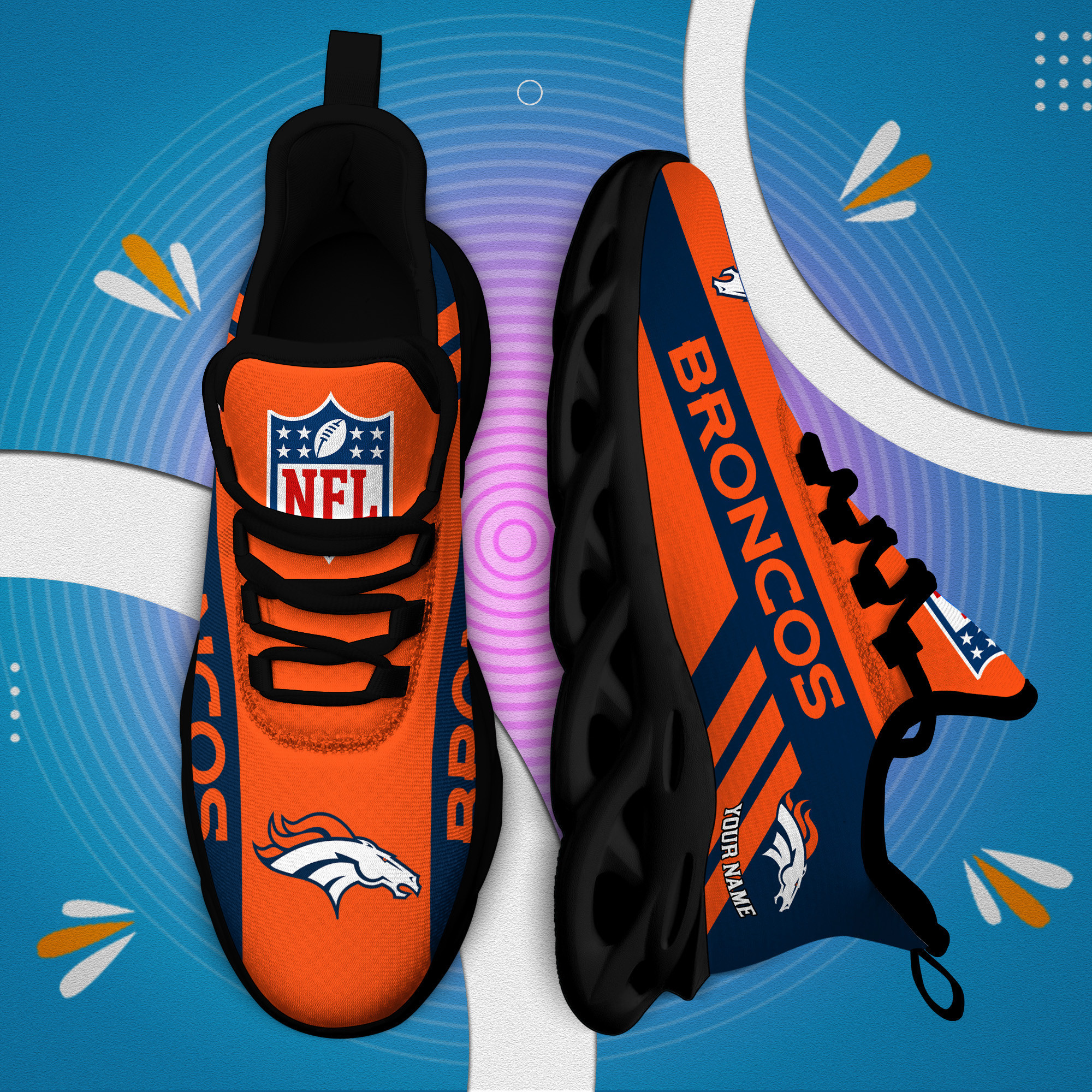 Denver Broncos Clunky Max Soul Shoes Personaliz MS7055