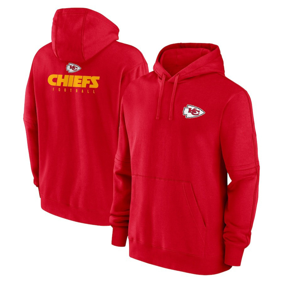 Kansas City Chiefs Football Yellow Team Name And Logo NFL Red Print 2D Hoodie