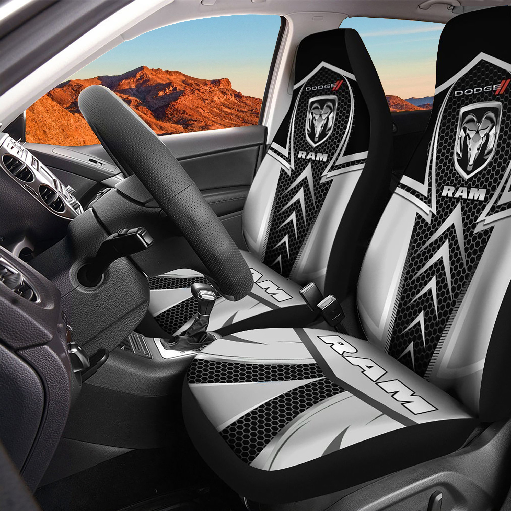 Dodge Ram Logo Car Seat Cover Set CSC2240