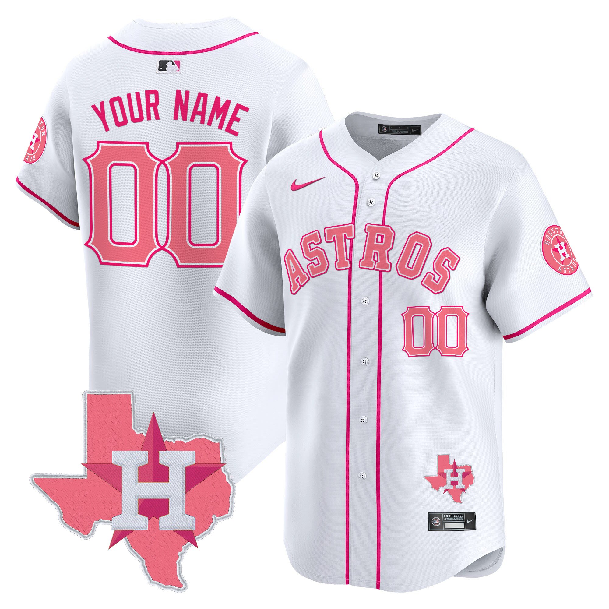 Astros Bubblegum Pink Vapor Premier Limited Jersey V2 – All Stitched