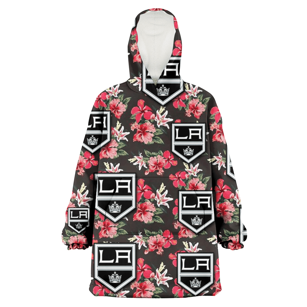 Los Angeles Kings Pink Hibiscus Orchid Brown Background 3D Printed Hoodie Blanket Snug Hoodie