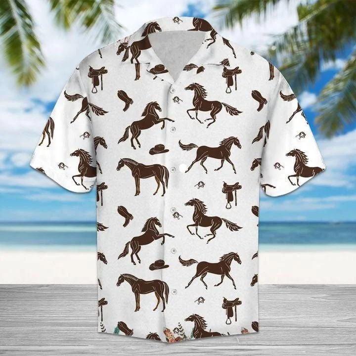 Amazing Brown Horses And Cowboy Hawaiian Aloha Shirts, Summer Gift For Men And Women