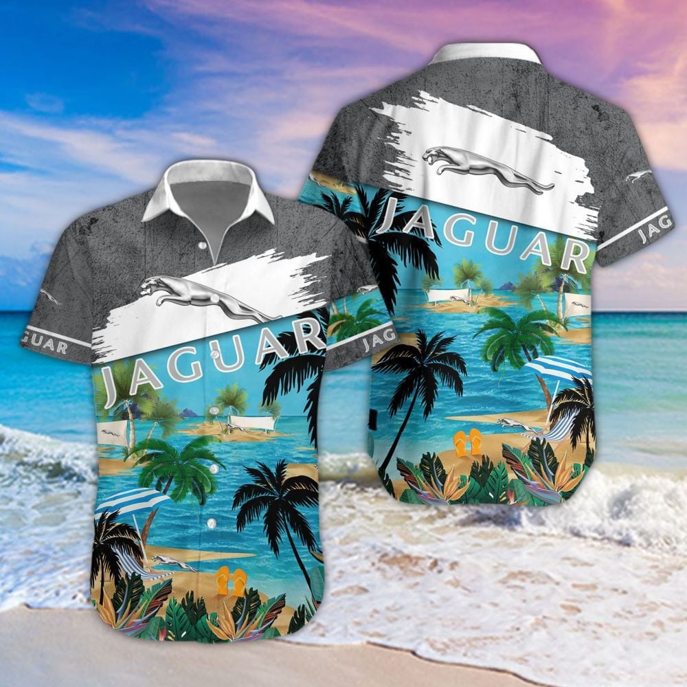 Jaguar Car Beach Coastal Island Brand Logo 3D Hawaiian Shirt