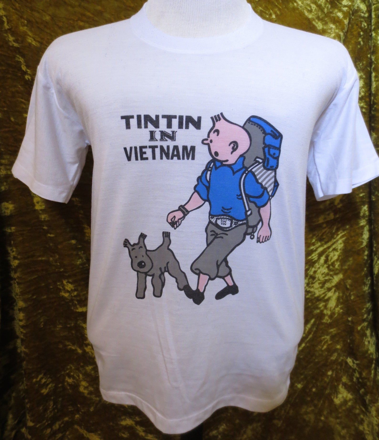 Vintage Adventures Of Tintin In Vietnam T-Shirt Big Logo