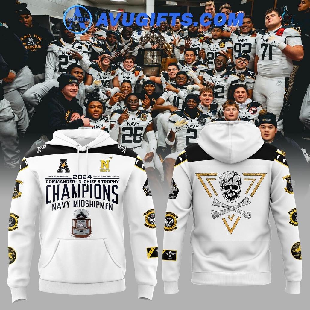 Navy Midshipmen 2024 Cic Trophy Champions For Fan Premium Edition White Hoodie – Zip Hoodie 3D Aop Shirt