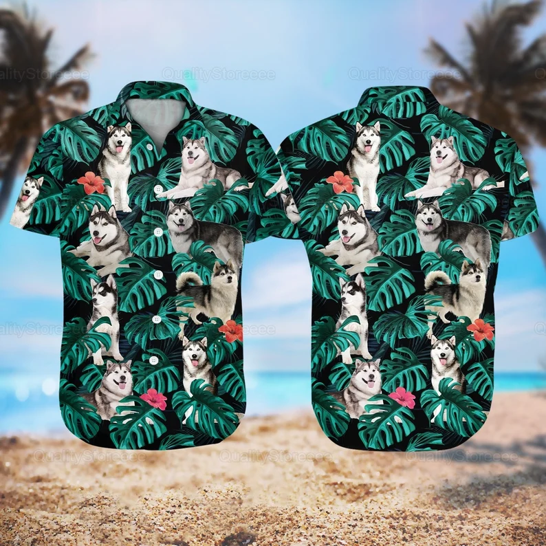 Husky Hawaii Shirt, Husky Shirts, Shirt For Men, Hawaiian Shirts New Fashion
