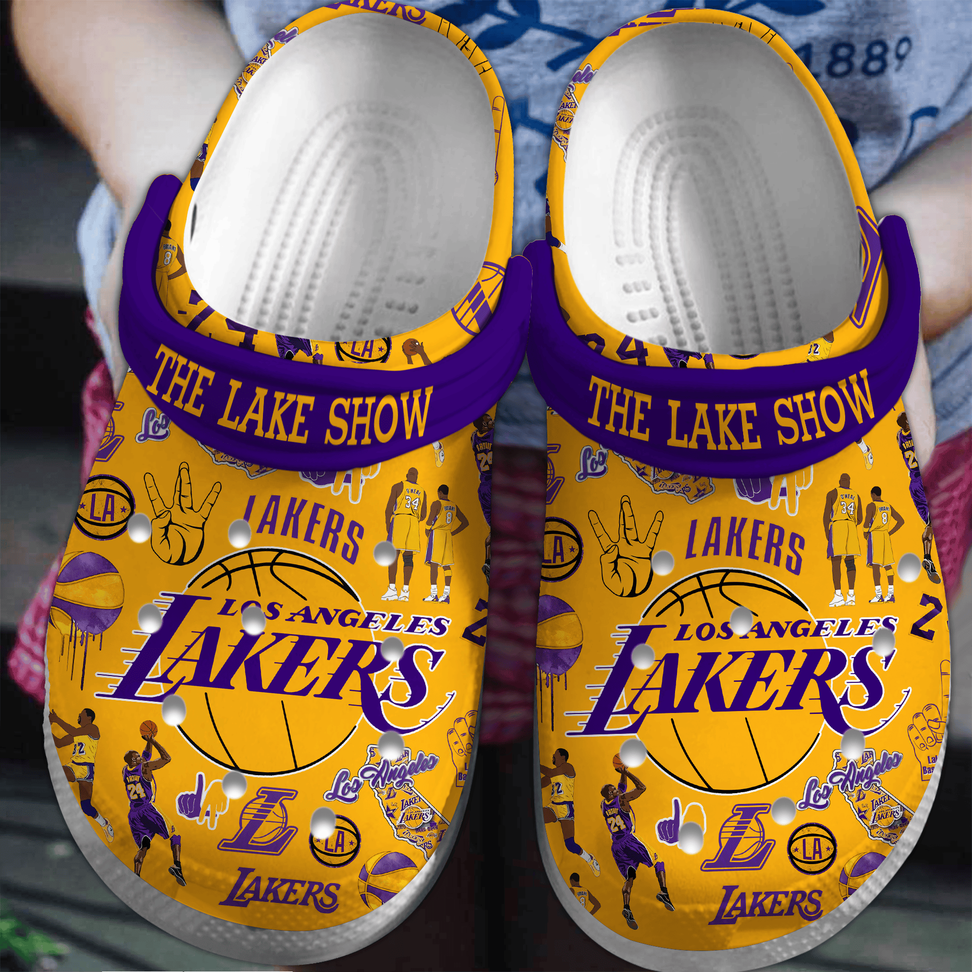 Los Angeles Lakers Team Name Basketball Logo NCAA Sport Blue Yellow Crocss Classic Clogs Shoes Ver378