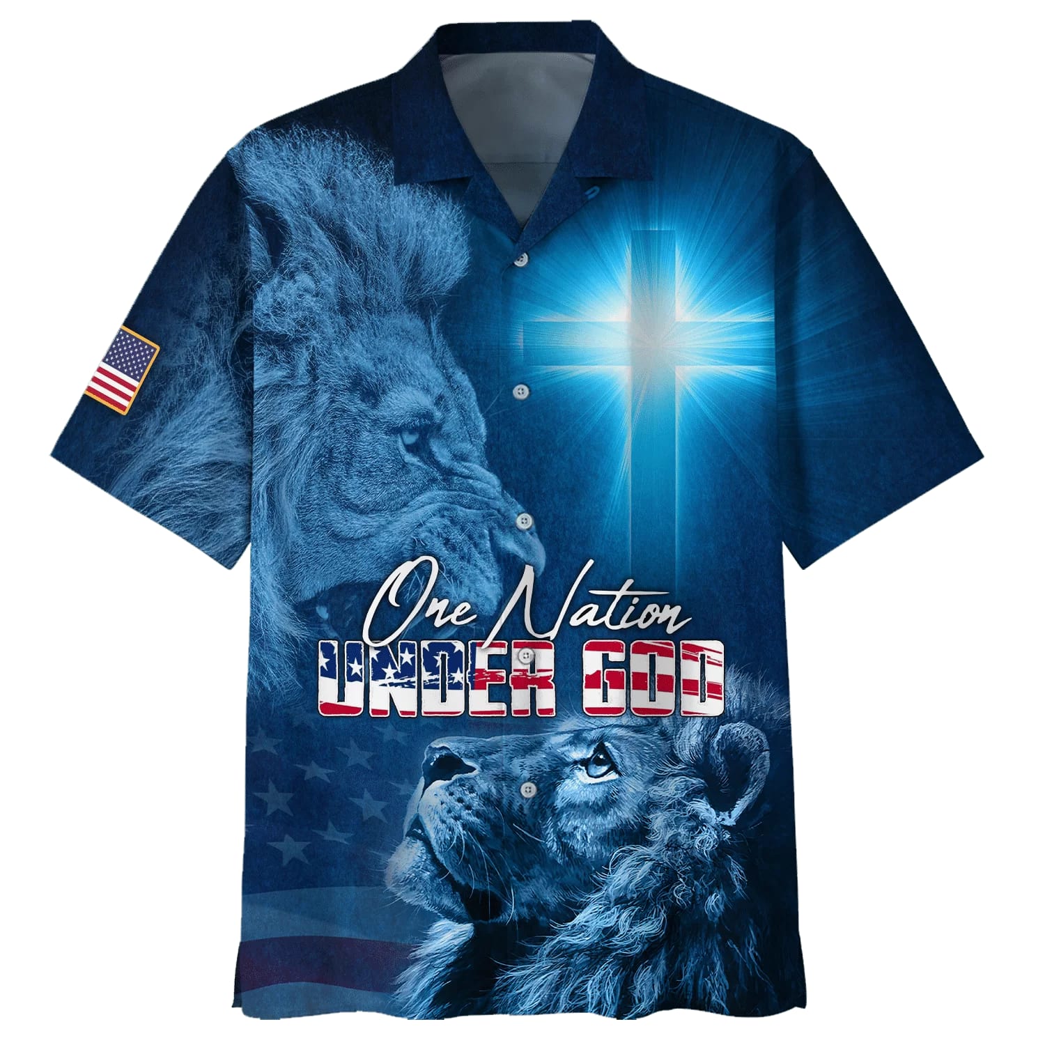 One Nation Under God Lion Hawaiian Shirts – Christian Hawaiian Shirt – Hawaiian Shirts For Men