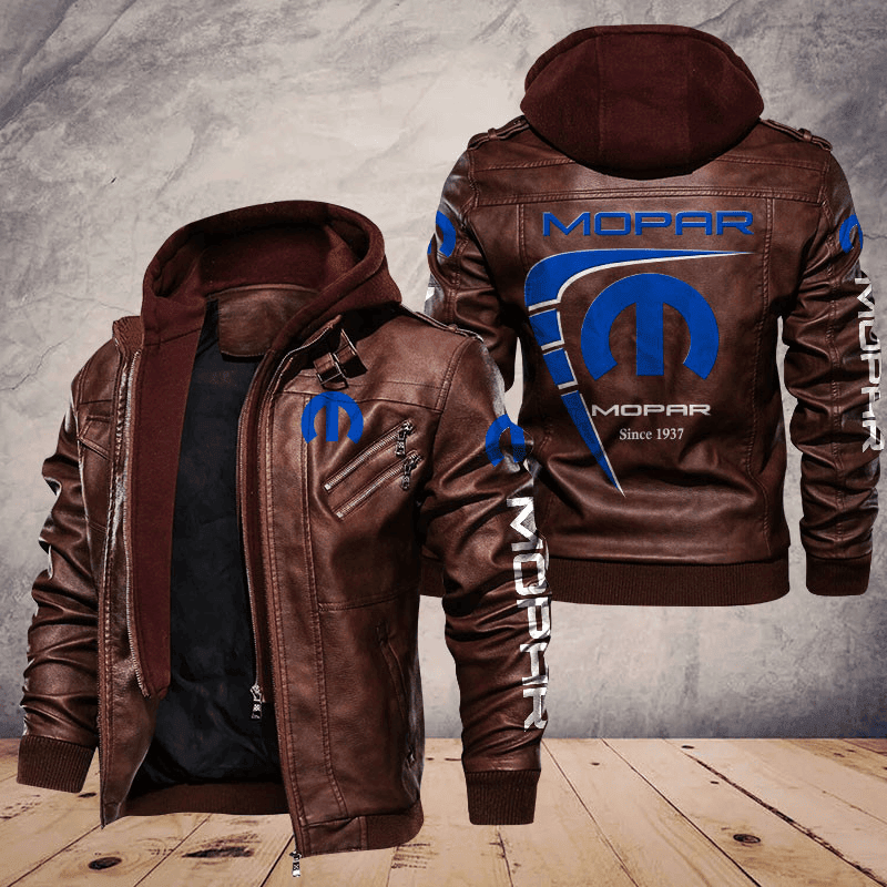 Mopar Zip Leather Jacket With Hood