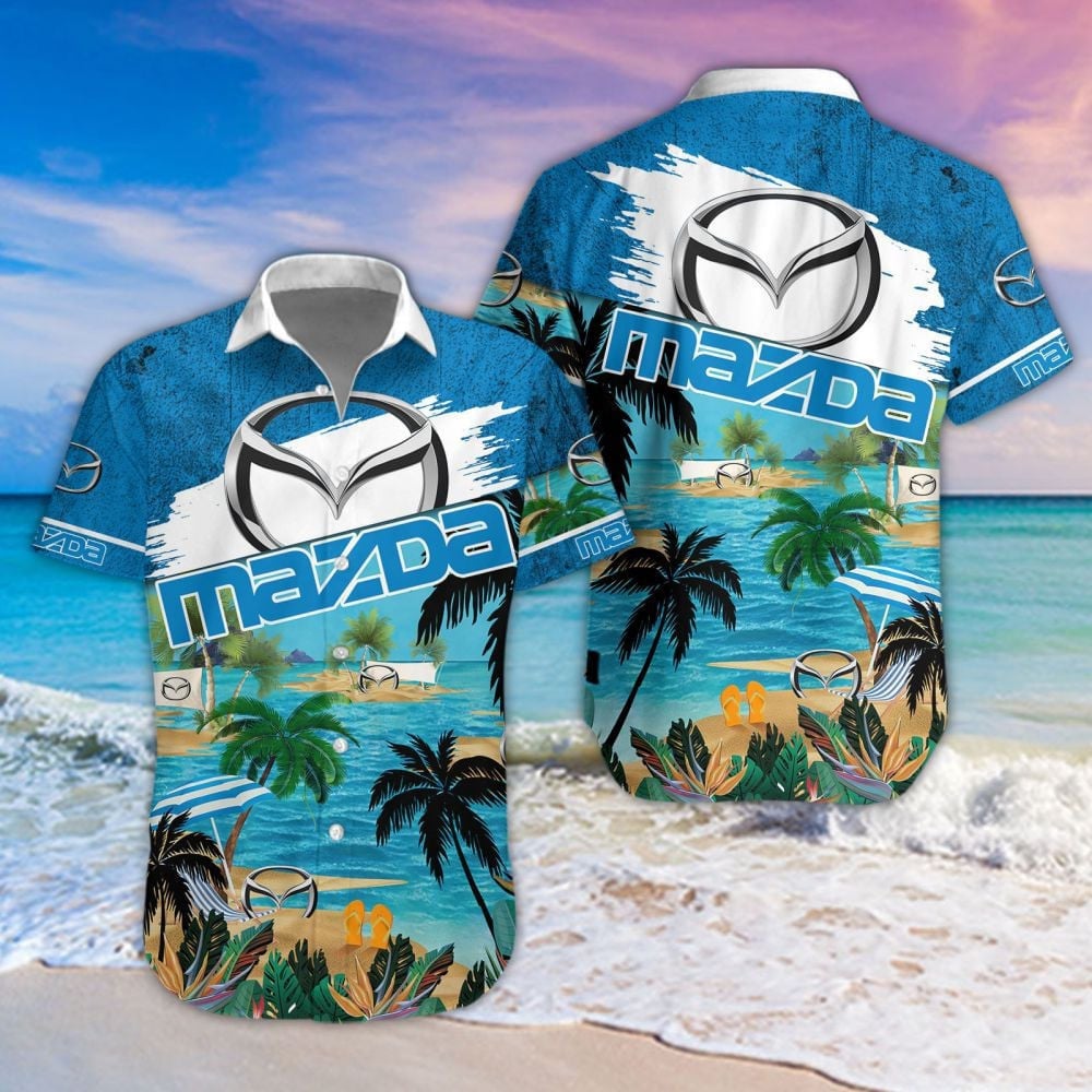 Mazda Car Beach Coastal Island Brand Logo 3D Hawaiian Shirt