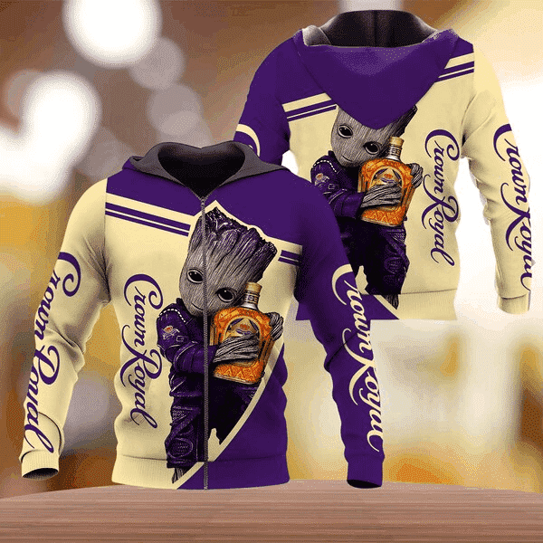 Baby Groot And Crown Royal 3D Printed Hoodie/Zipper Hoodie