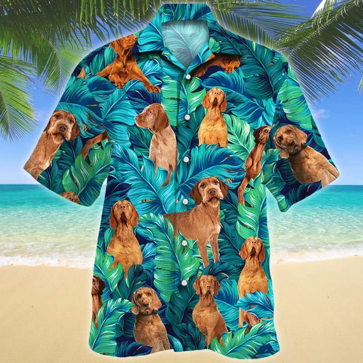 Wirehaired Vizsla Dog Lovers Gift Summer Beach Palm Tree Pattern Hawaiian Shirt