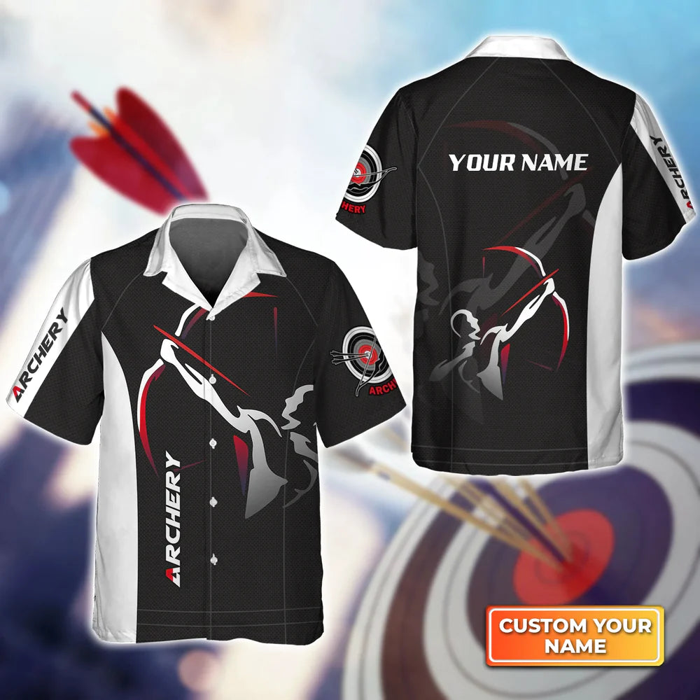 National Archery Team Personalized Name 3D Hawaiian Shirt, Gift For Archer Sport Lovers, Gift For Archer