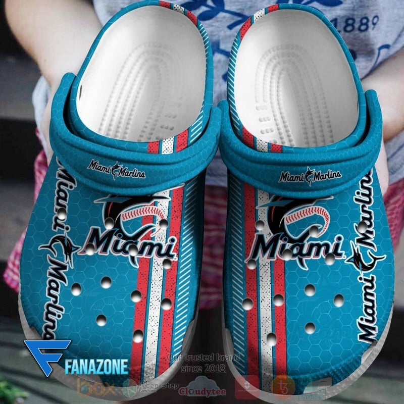 Miami Marlins Logo Baseball MLB Full Blue Crocss Classic Clogs Shoes Ver825