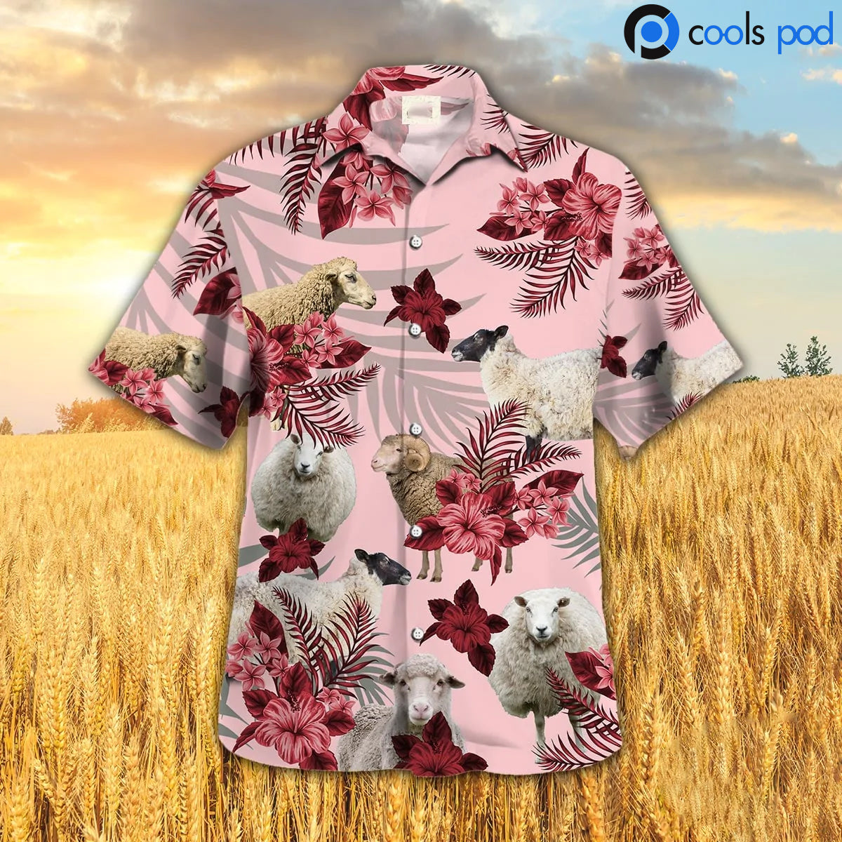 Sheep Hibiscus Red Pattern Hawaiian Shirt, Sheep Premium Hawaiian Shirts For Men Women