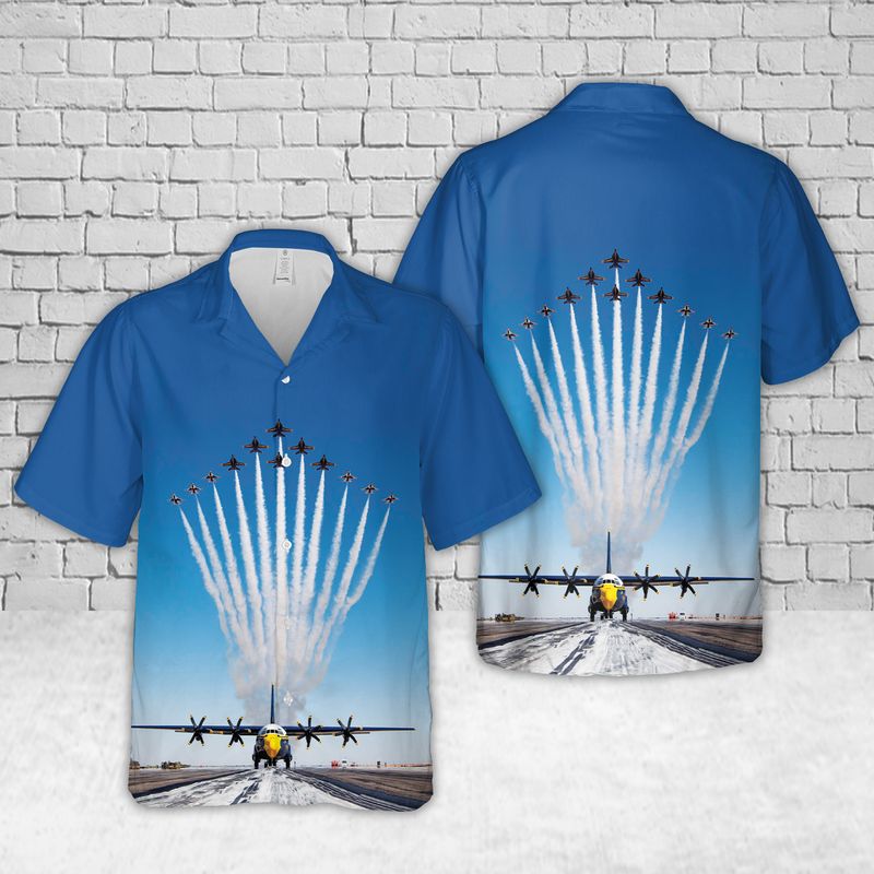 Us Navy Blue Angels Show Hawaiian Shirt, Short Sleeve Hawaiian Shirt For Men