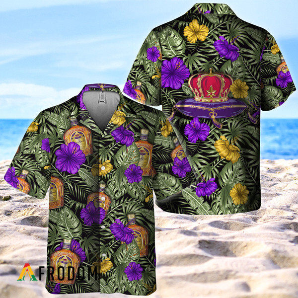 Tropical Flower With Palm Leaves Crown Royal Hawaiian Shirt