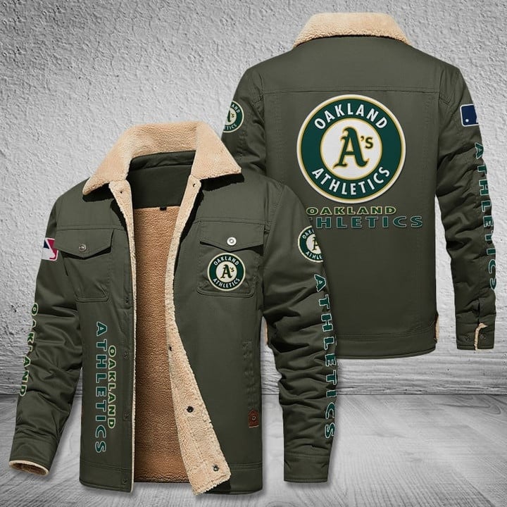 Oakland Athletics Team Name And Logo MLB Stand Collar Jacket