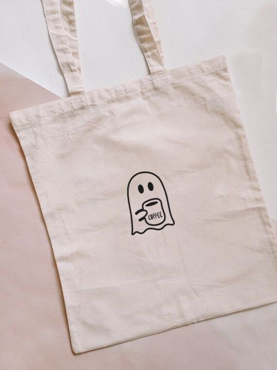 Ghost Coffee Tote Bag, Cotton Canvas Tote Bag/ Embroidered aesthetic tote bag/ Halloween Gift Bag, Season Bag/halloween party ghost, Best Tote Bags Ideas, Cute Tote Bags Ideas, Tote Bag Design Ideas, Girls Tote Bag, Best Canvas Tote Bags Ideas