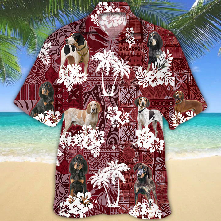 Coonhound Red Hawaiian Shirt, Gift For Dog Lover Shirts, Animal Summer Shirts, Hawaiian Shirt Men