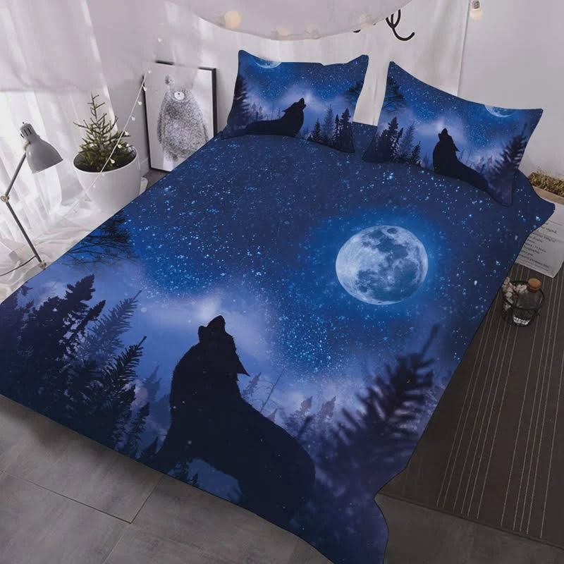 Howl Of A Wolf 3d Cotton Bed Sheets  &hellip;