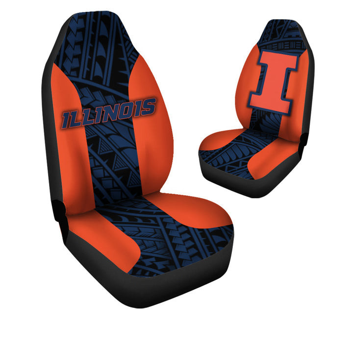 Illinois Fighting Illini Orange Blue Car Seat Cover Set CSC2243