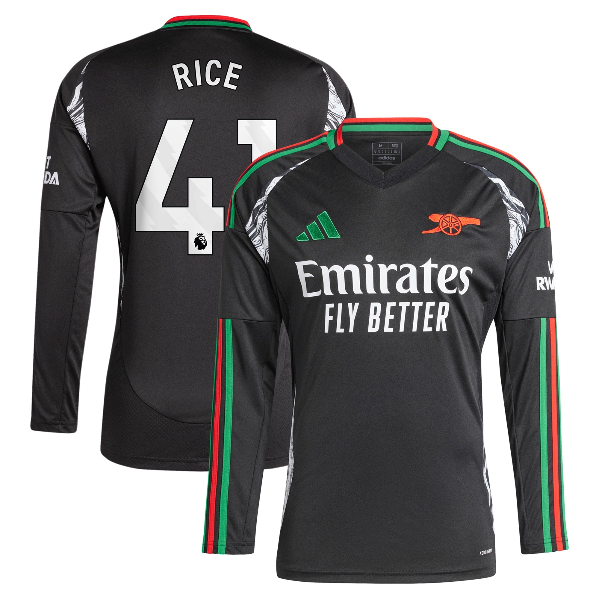 Arsenal Adidas Away Shirt 2024-25 – Long Sleeve With Rice 41 Printing Jersey – Black