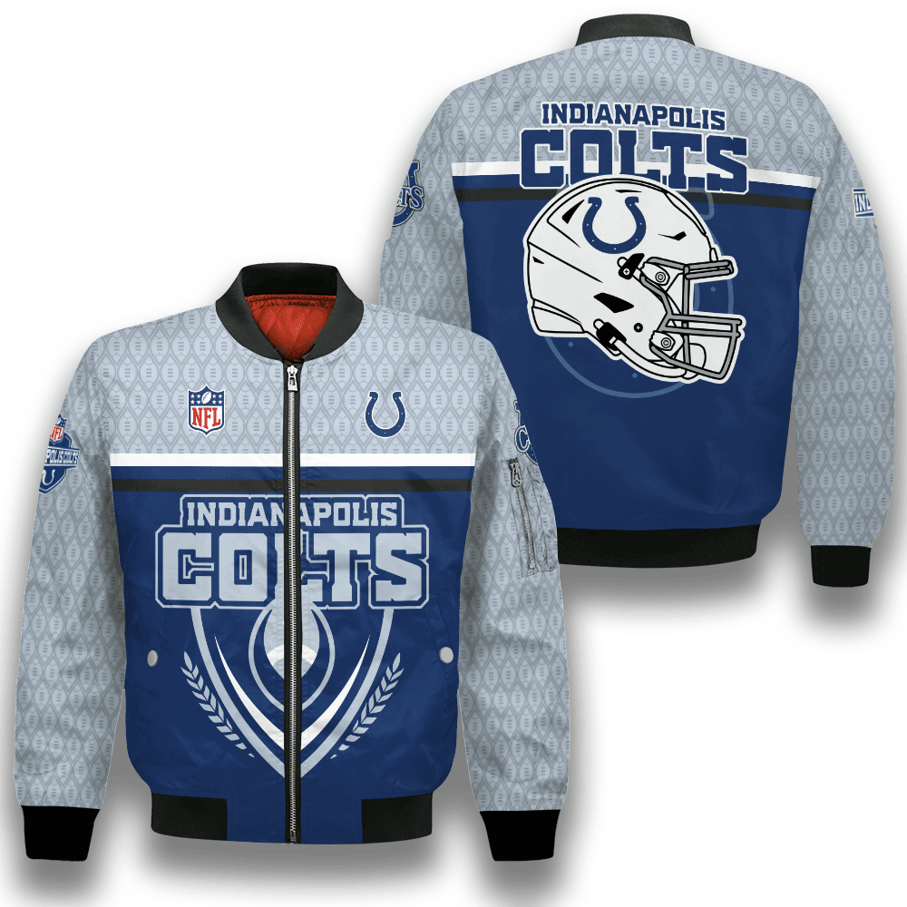 Indianapolis Colts Traditional Football Pattern Bomber Jacket